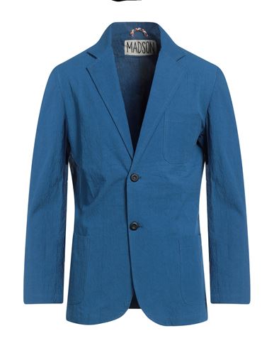 Madson Man Suit Jacket Slate Blue Size M Cotton, Elastane