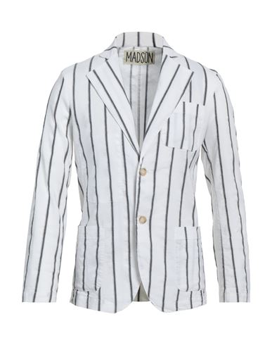 Madson Man Suit Jacket White Size L Linen, Polyester, Viscose, Elastane