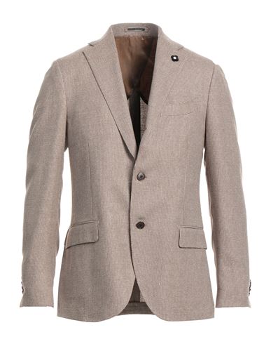 Lardini Man Suit Jacket Sand Size 44 Cotton, Elastane In Beige