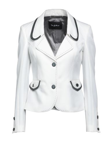 Byblos Woman Blazer White Size 4 Polyester, Viscose, Elastane, Lambskin