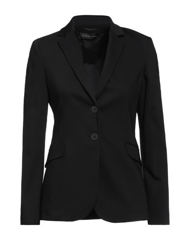 CARACTERE CARACTÈRE WOMAN SUIT JACKET BLACK SIZE 8 COTTON, POLYAMIDE, ELASTANE