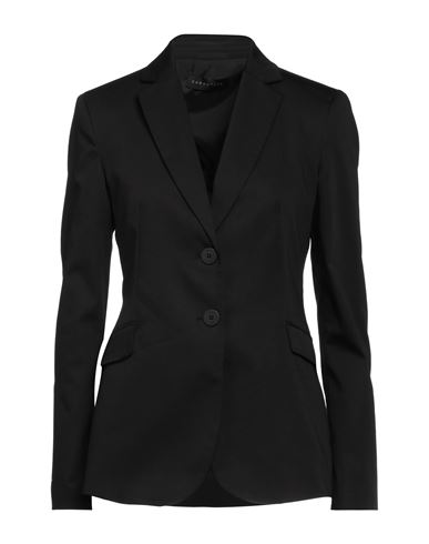 CARACTERE CARACTÈRE WOMAN SUIT JACKET BLACK SIZE 12 COTTON, POLYESTER, ELASTANE