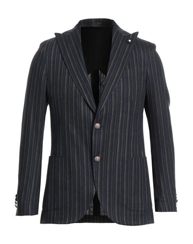 Lardini Man Blazer Midnight Blue Size 40 Linen, Cotton