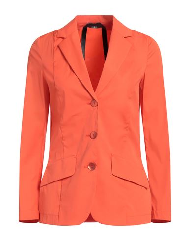 Carla G. Woman Blazer Orange Size 4 Cotton, Polyamide, Elastane