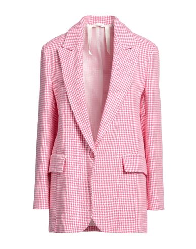 Carla G. Woman Blazer Fuchsia Size 6 Cotton, Linen, Polyamide In Pink