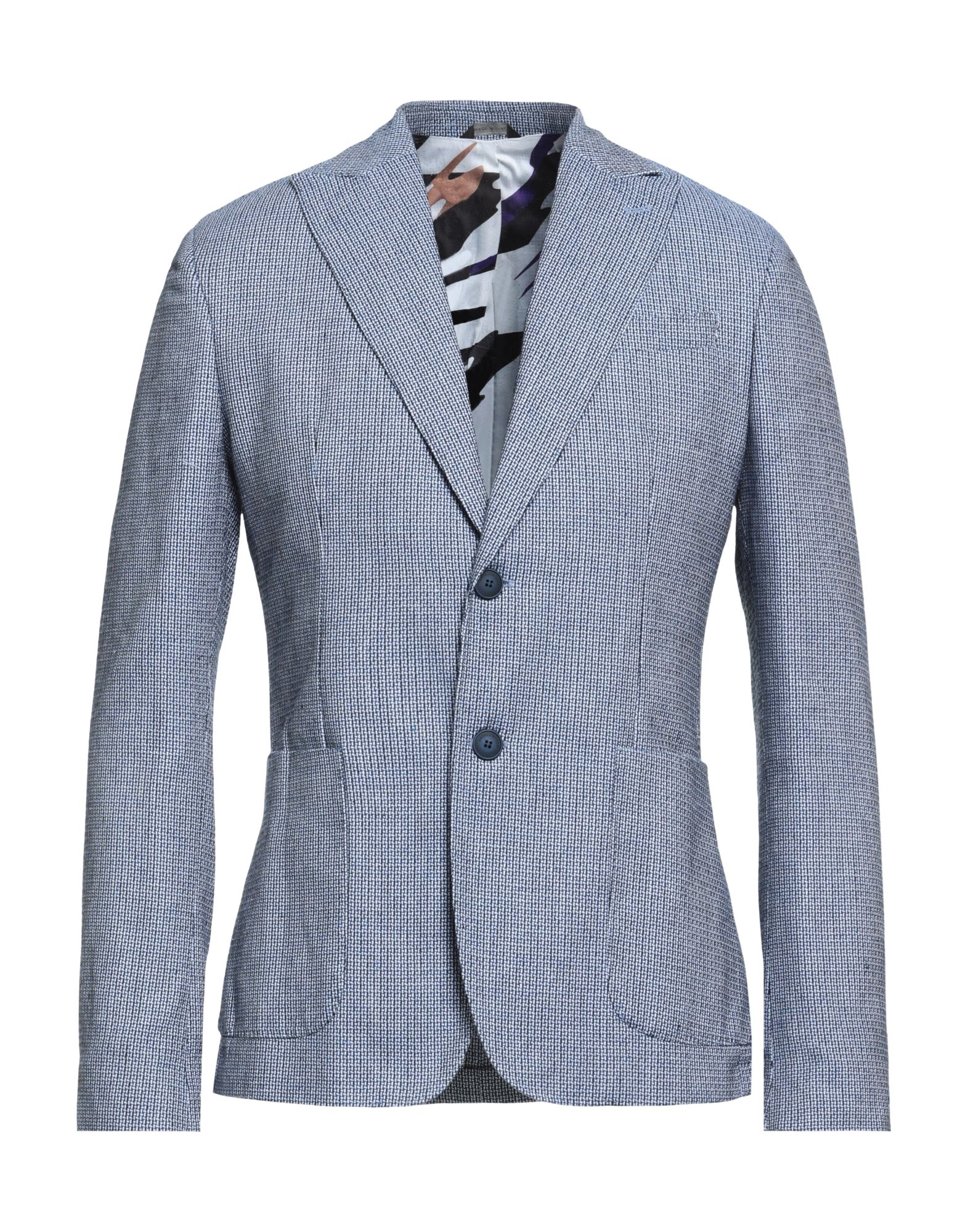 Alessandro Dell'acqua Man Blazer Azure Size 38 Polyester, Cotton, Viscose, Linen, Elastane In Blue
