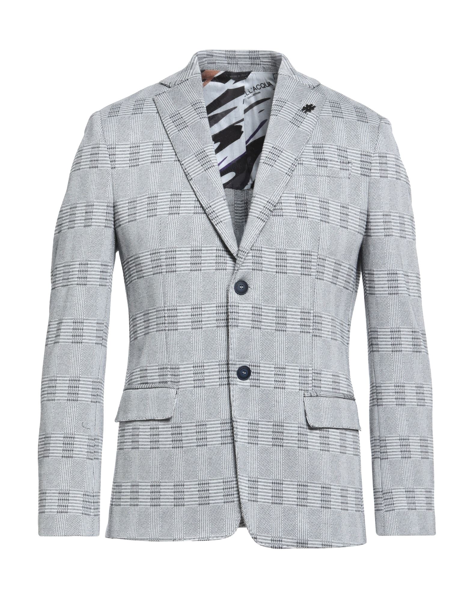 Alessandro Dell'acqua Man Blazer Grey Size 38 Viscose, Cotton, Polyester, Polyamide, Elastane