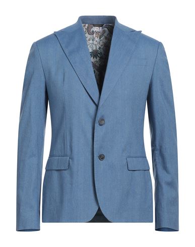 Ungaro Man Suit Jacket Slate Blue Size 38 Linen, Cotton, Elastane, Polyester