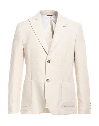 Grey Daniele Alessandrini Man Suit Jacket Cream Size 46 Linen In White