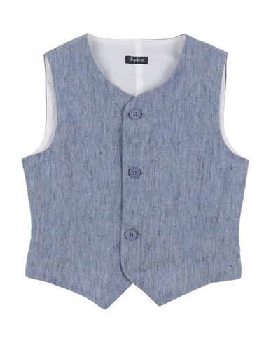 Shop Il Gufo Toddler Boy Tailored Vest Blue Size 5 Linen