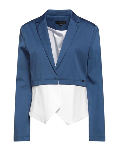 Frankie Morello Woman Blazer Navy Blue Size 10 Polyester, Cotton, Elastic Fibres