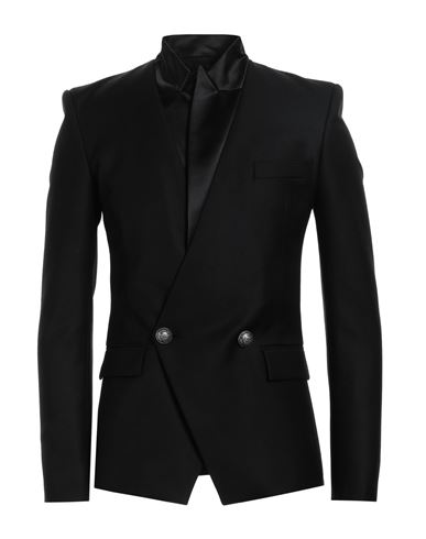 Balmain Man Blazer Black Size 42 Wool, Polyester, Silk