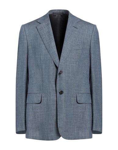 Dunhill Man Blazer Slate Blue Size 46 Wool, Mulberry Silk, Linen