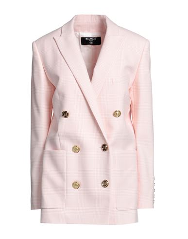 Balmain Woman Blazer Light Pink Size 4 Polyester, Virgin Wool