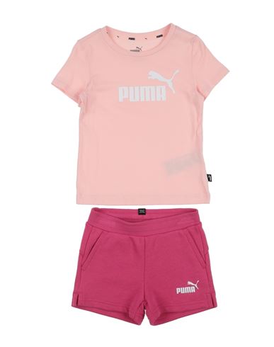 Puma Babies'  Logo Tee & Shorts Set G Toddler Girl Co-ord Light Pink Size 6 Cotton