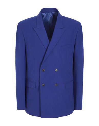 8 By Yoox Cotton Relaxed-fit Double-brested Blazer Man Suit Jacket Bright Blue Size 36 Cotton