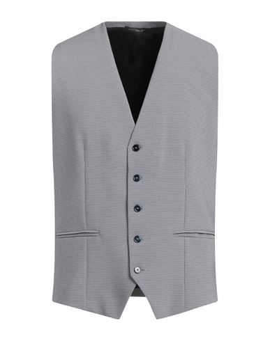 Grey Daniele Alessandrini Man Tailored Vest Midnight Blue Size 42 Polyester, Elastane