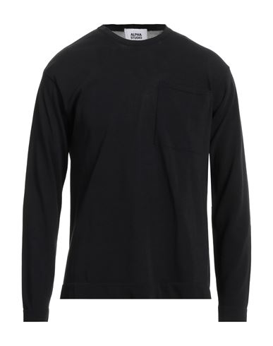 Alpha Studio Man Sweater Black Size 40 Cotton, Polyamide