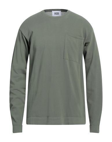 Alpha Studio Man Sweater Military Green Size 40 Cotton, Polyamide