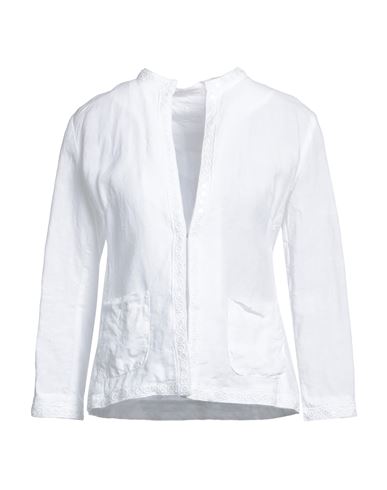 120% Woman Suit Jacket White Size 12 Linen