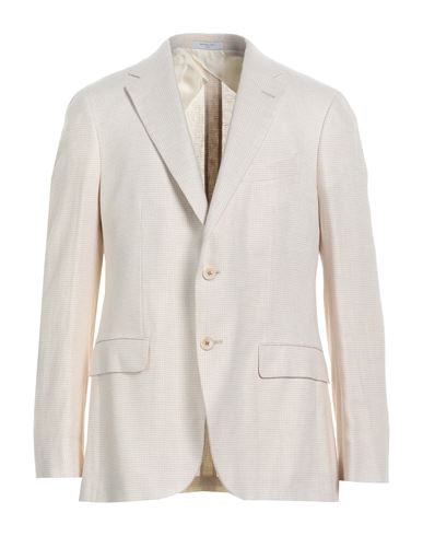 Boglioli Man Suit Jacket Ivory Size 38 Cotton, Linen In Beige