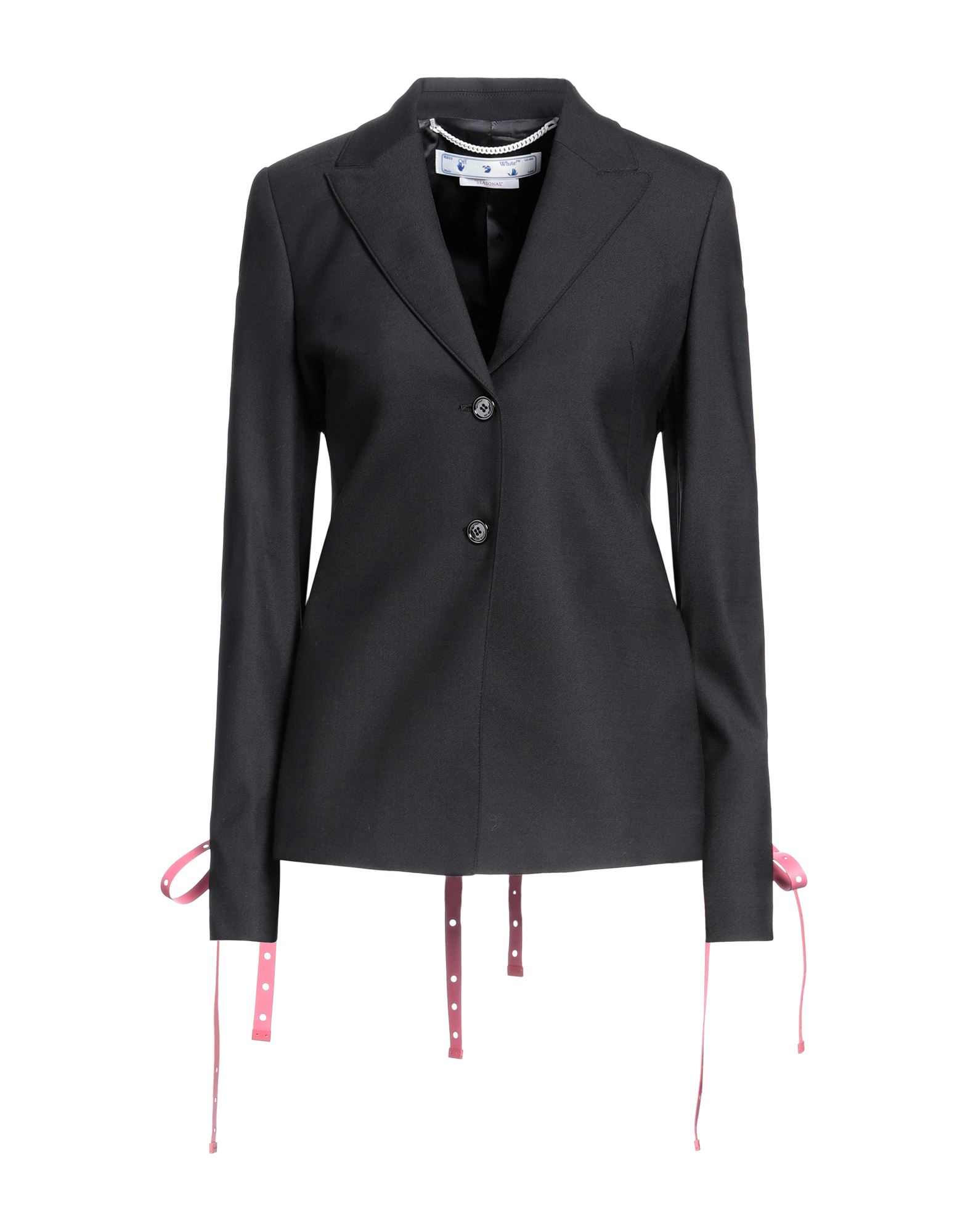 Off-white Woman Blazer Black Size 8 Polyester, Wool, Elastane, Leather