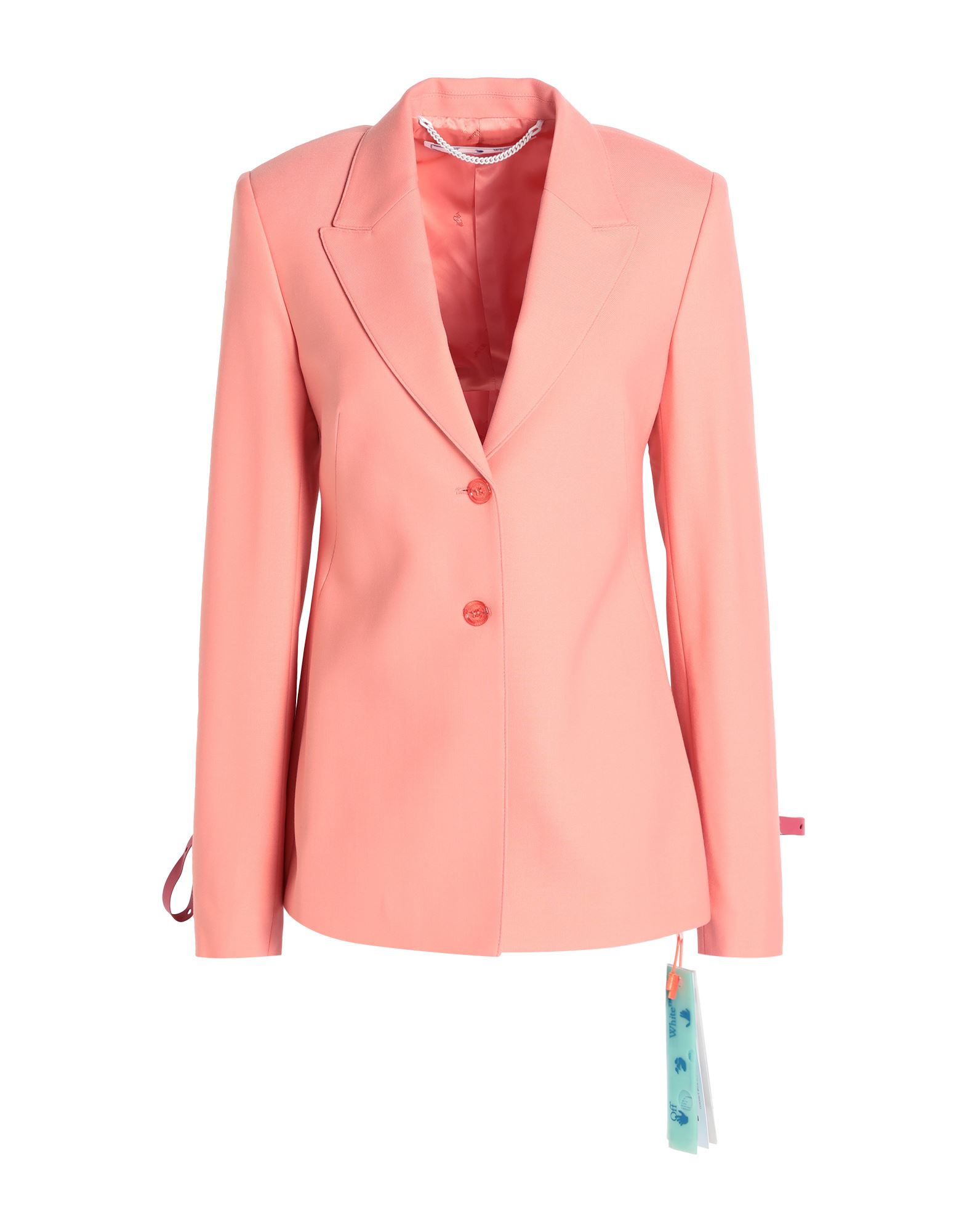 Off-white Woman Blazer Salmon Pink Size 8 Polyester, Wool, Elastane, Leather