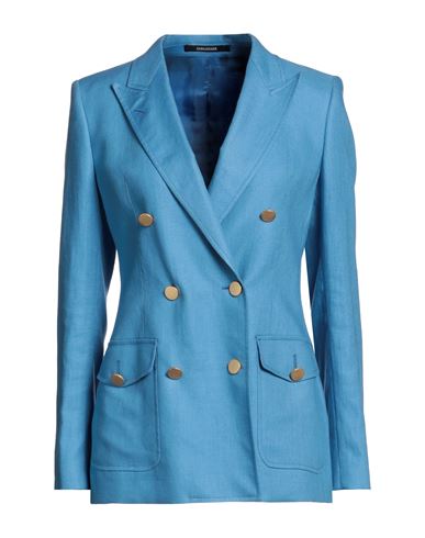 Tagliatore 02-05 Woman Suit Jacket Light Blue Size 4 Linen
