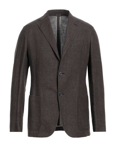 Zegna Man Suit Jacket Dark Brown Size 38 Linen