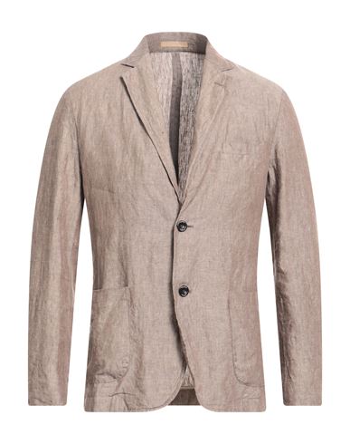 Cruna Man Suit Jacket Light Brown Size 44 Linen In Beige