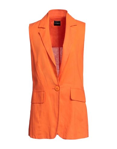 Materica Woman Blazer Orange Size 4 Linen, Viscose