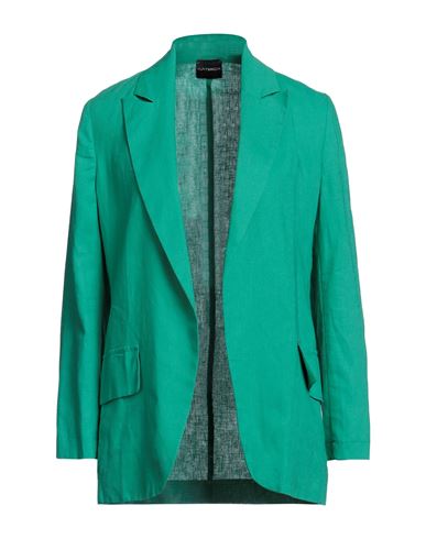 Materica Woman Blazer Green Size 10 Linen, Viscose
