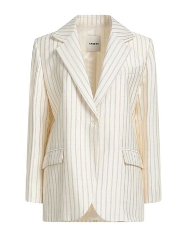 Sandro Woman Suit Jacket Cream Size 2 Viscose In White