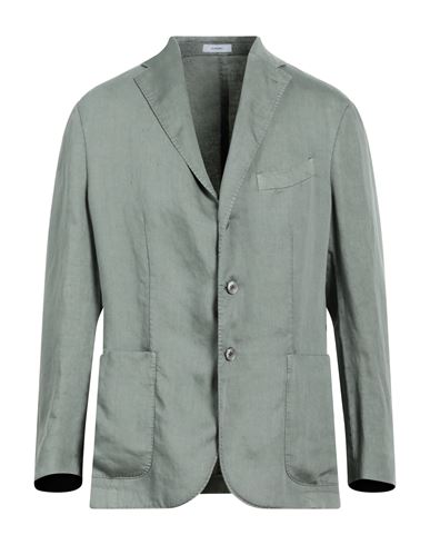 Boglioli Man Suit Jacket Sage Green Size 44 Linen