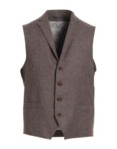 Bugatti Man Tailored Vest Brown Size 40 Polyester, Linen