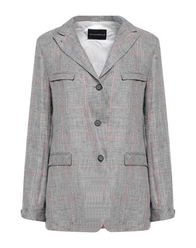 Emporio Armani Woman Blazer Grey Size 10 Linen, Viscose