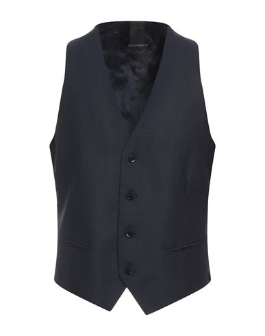 Shop Emporio Armani Man Tailored Vest Navy Blue Size 34 Virgin Wool, Silk, Elastane