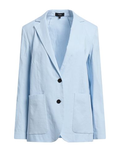 Theory Woman Blazer Sky Blue Size 2 Linen, Viscose, Elastane