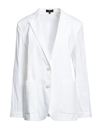 Theory Woman Suit Jacket White Size 8 Linen, Viscose, Elastane