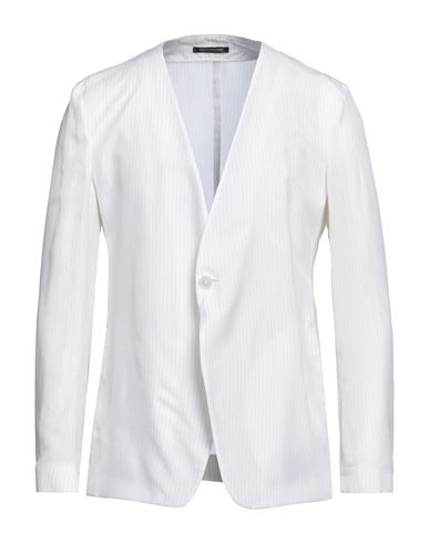 Emporio Armani Man Suit Jacket Ivory Size 46 Cupro In White