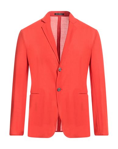 Emporio Armani Man Suit Jacket Tomato Red Size 34 Virgin Wool
