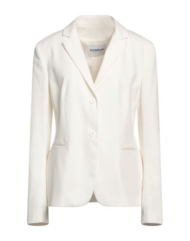Dondup Woman Suit Jacket Off White Size 10 Cotton, Lyocell, Elastane