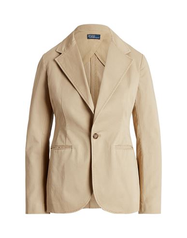 POLO RALPH LAUREN POLO RALPH LAUREN STRETCH TWILL BLAZER WOMAN SUIT JACKET SAND SIZE 6 COTTON, ELASTANE