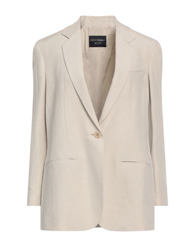 Emporio Armani Woman Blazer Ivory Size 10 Linen, Silk In White