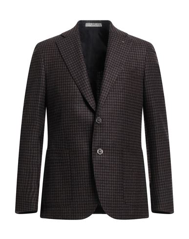 Cc Collection Corneliani Man Blazer Dark Brown Size 40 Wool, Polyamide, Silk