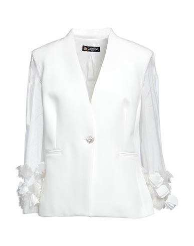 Camilla  Milano Camilla Milano Woman Suit Jacket Off White Size 6 Polyester, Elastane, Polyamide