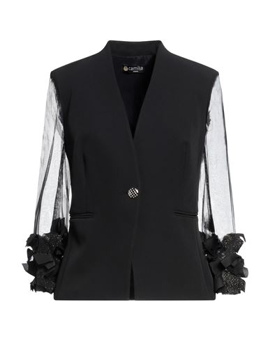 Camilla  Milano Camilla Milano Woman Suit Jacket Black Size 10 Polyester, Elastane, Polyamide