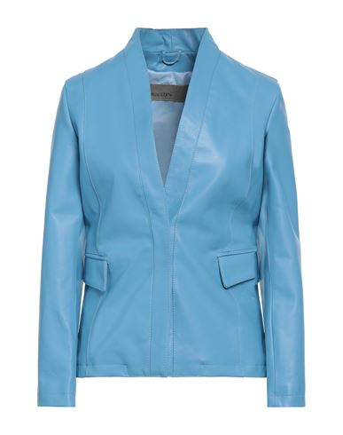 Giorgio Brato Woman Suit Jacket Light Blue Size 4 Soft Leather