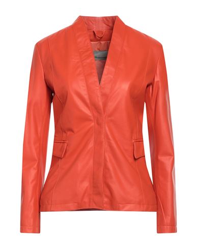 Giorgio Brato Woman Suit Jacket Tomato Red Size 4 Soft Leather