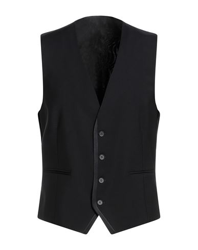 Tonello Man Tailored Vest Black Size 36 Virgin Wool, Mohair Wool, Elastane